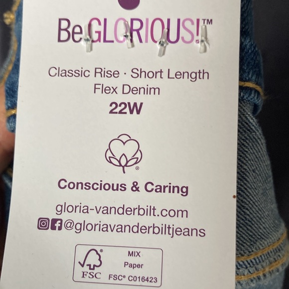 Gloria Vanderbilt Amanda jean Short w slimming panel denim flex 22W - Picture 4 of 17